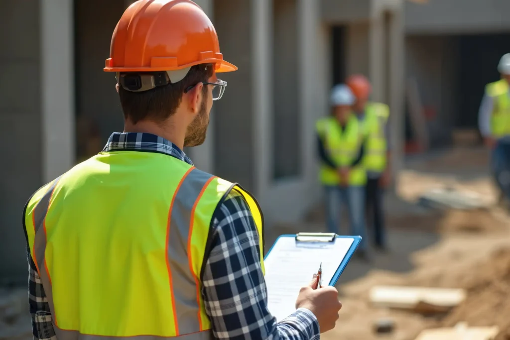 Safety inspector in orange hard hat